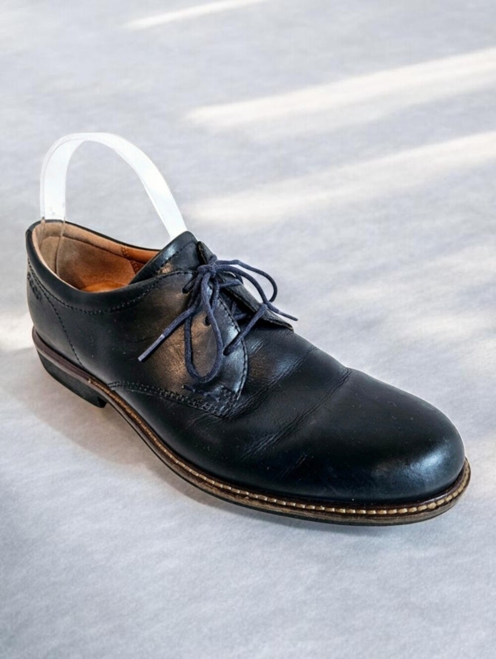ECCO Citytray Navy Leather Derby Shoes Men's EU 43 US 9-9.5 Comfort